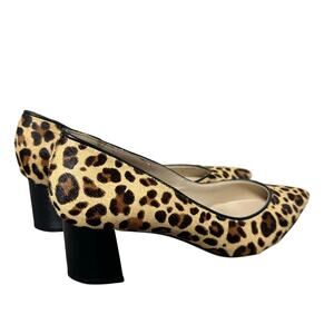 Marc Fisher Mana Leopard Cow Fur Calf Hair Leather Heels Pumps Pointy Toe SZ 8M